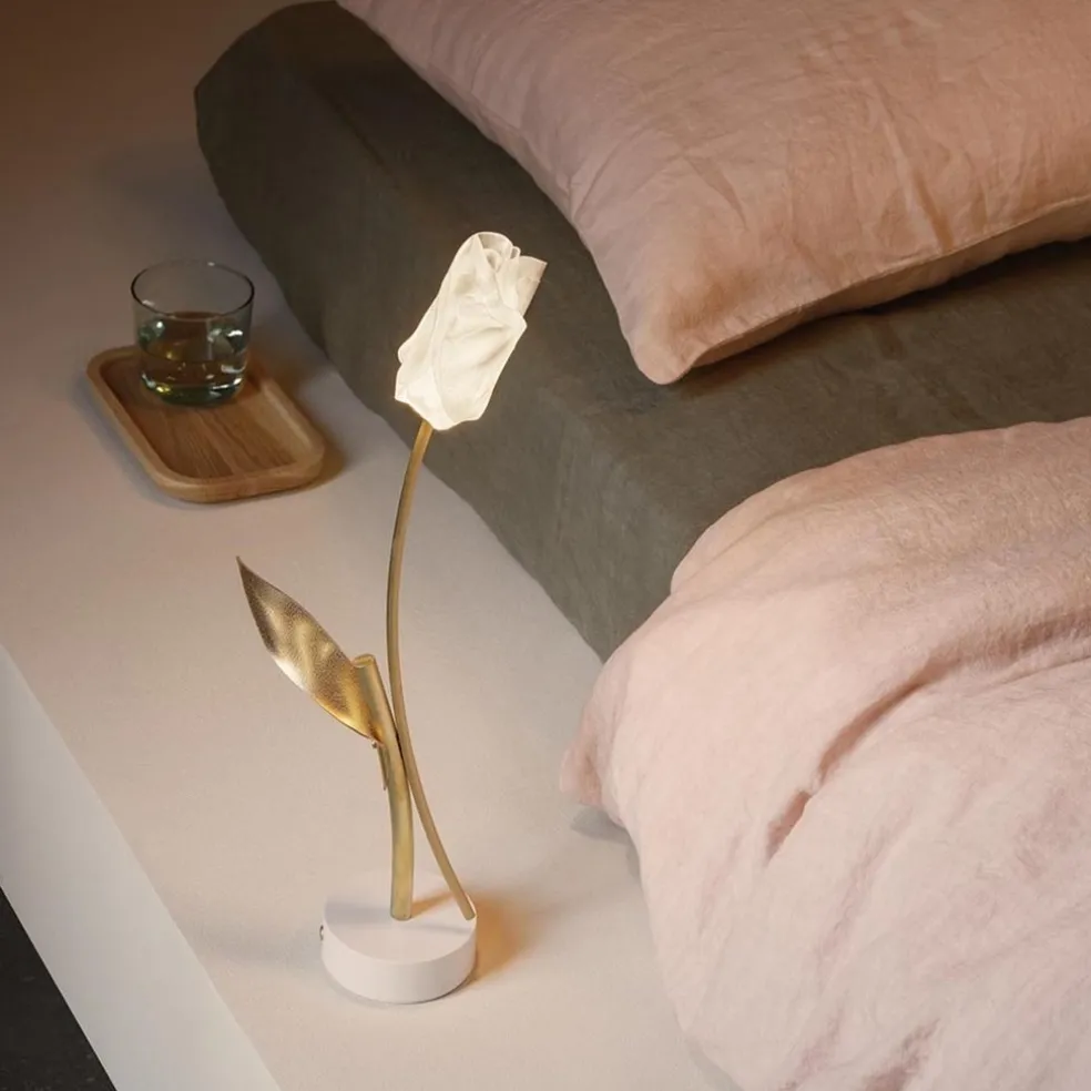 Fashion Straluma Oplaadbare LED tafellamp Tullip wit/goud