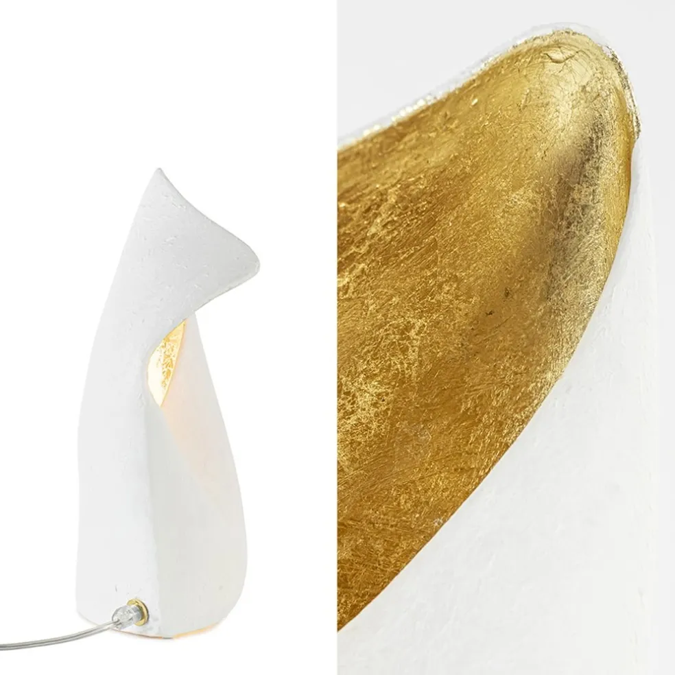 Outlet Straluma Organische tafellamp mat wit met goldleaf