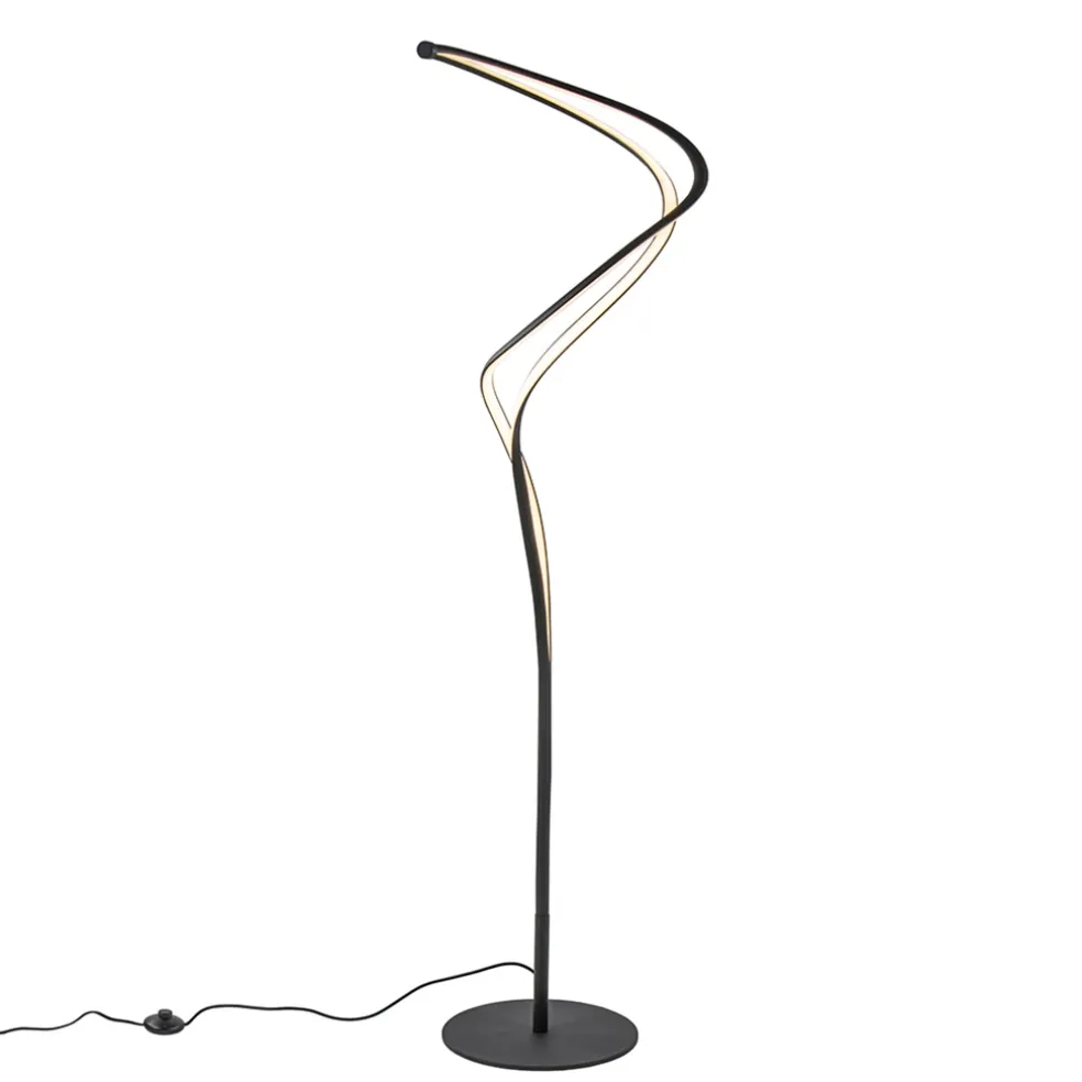 Outlet Straluma Organische vloerlamp zwart met dimbaar LED