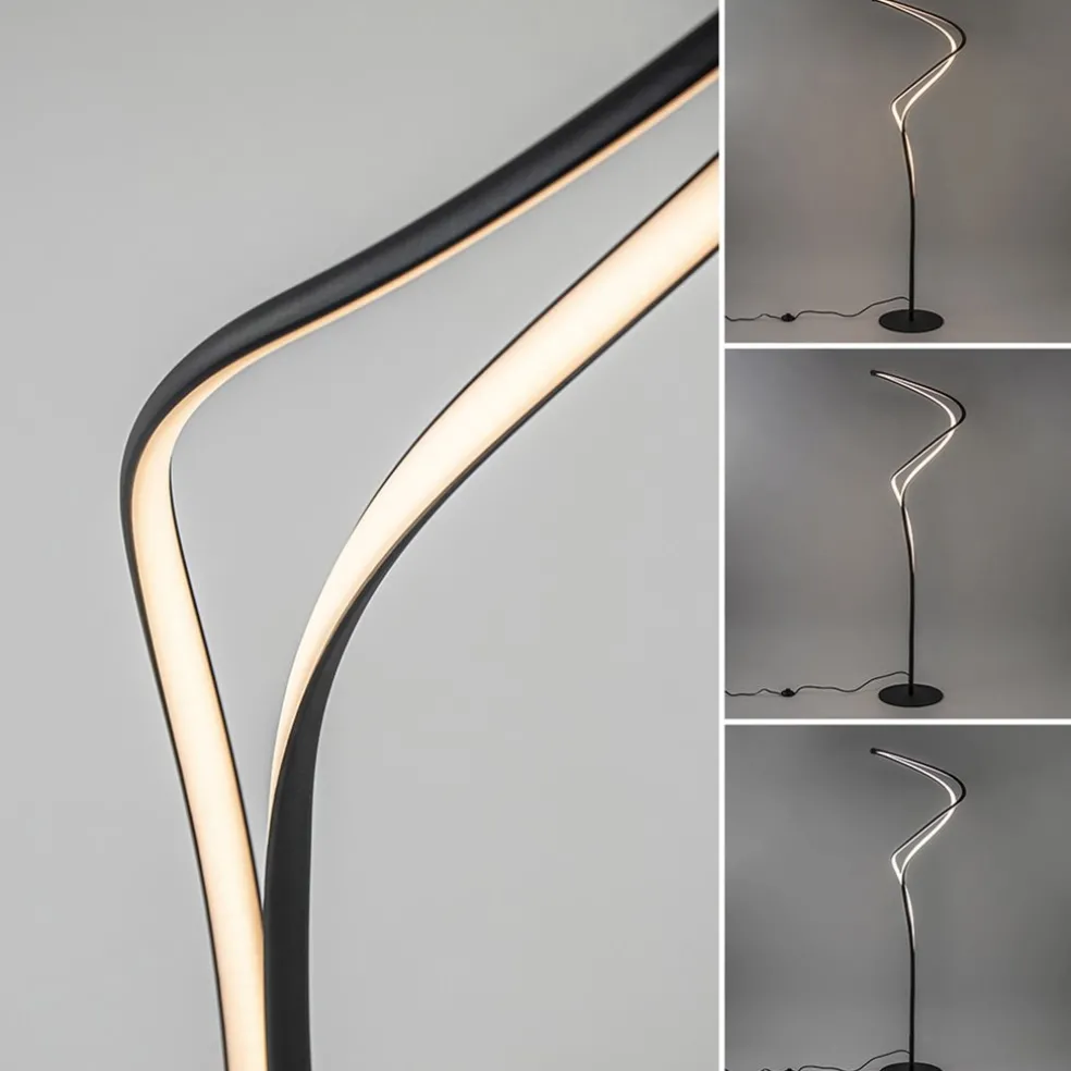 Outlet Straluma Organische vloerlamp zwart met dimbaar LED