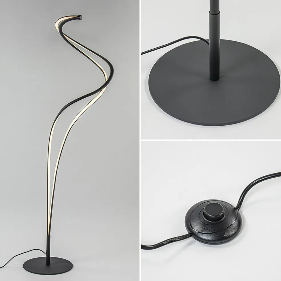 Outlet Straluma Organische vloerlamp zwart met dimbaar LED