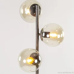 Fashion Straluma Oud zilveren vloerlamp met amber glas