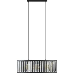 Sale Straluma Ovale hanglamp mat zwart met facet geslepen glas