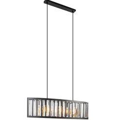 Sale Straluma Ovale hanglamp mat zwart met facet geslepen glas