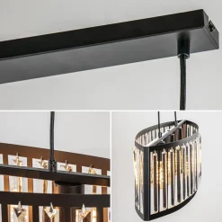 Sale Straluma Ovale hanglamp mat zwart met facet geslepen glas