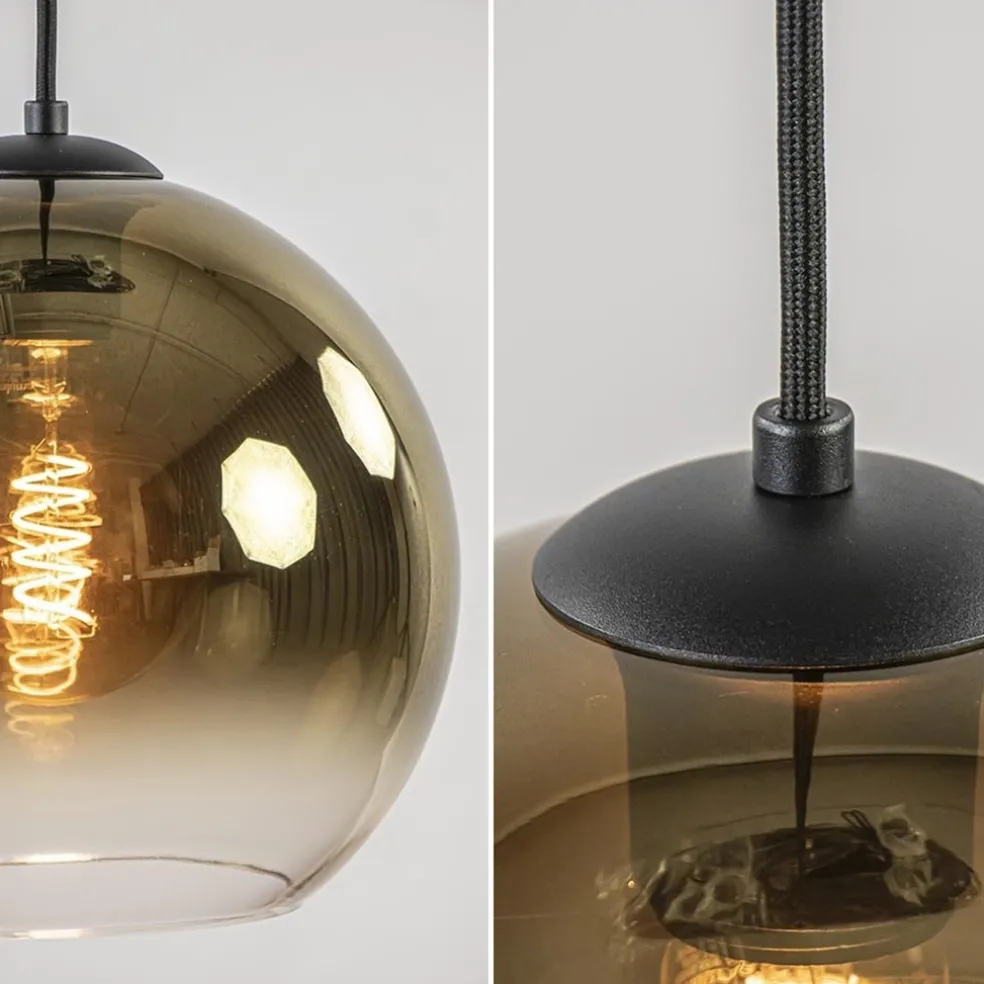 Outlet Straluma Ovale 5-lichts hanglamp met glazen bollen gold gradient