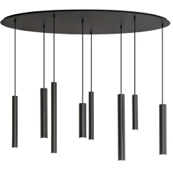 Outlet Straluma Ovale 8-lichts hanglamp tubes zwart metaal