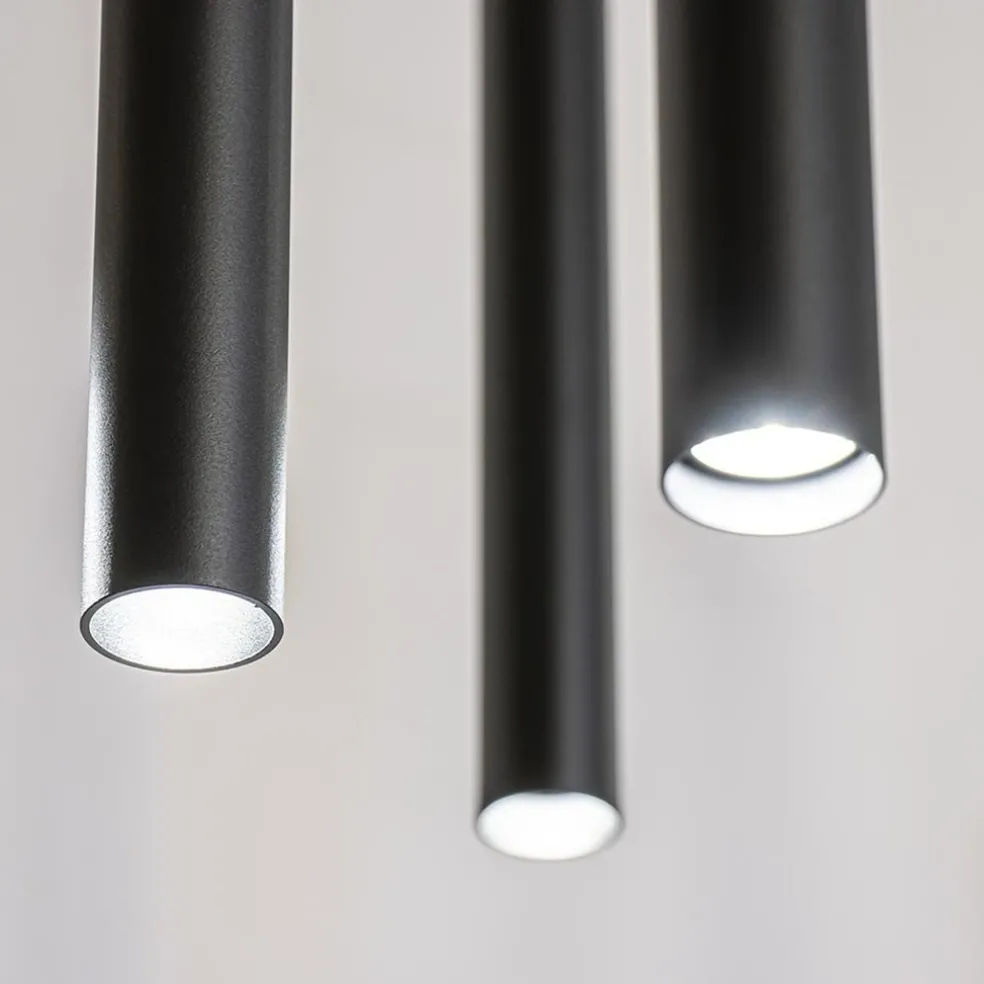 Outlet Straluma Ovale 8-lichts hanglamp tubes zwart metaal