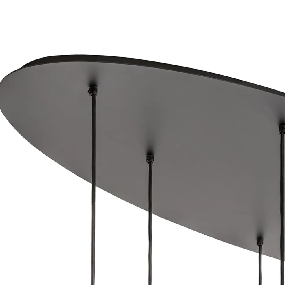 Outlet Straluma Ovale 8-lichts hanglamp tubes zwart metaal