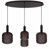 Shop Straluma Ovale 4-lichts hanglamp zwart met mat zwart glas
