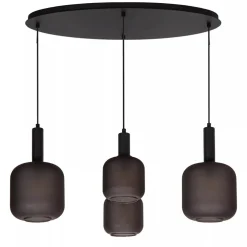 Shop Straluma Ovale 4-lichts hanglamp zwart met mat zwart glas