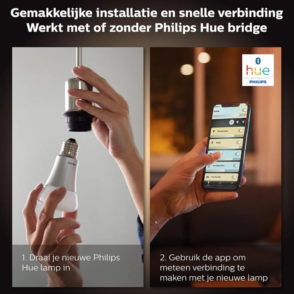 Store Straluma Philips Hue e27 a60 mat 2-pack white ambiance