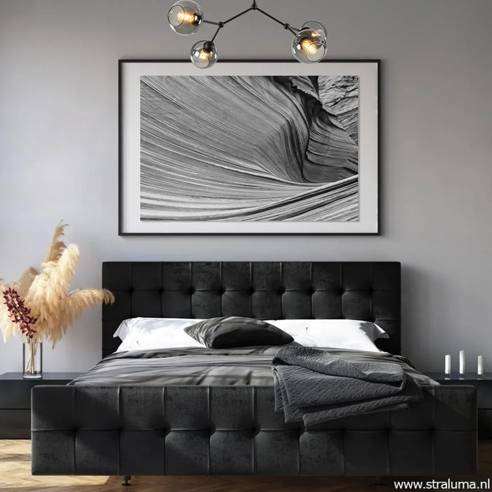 Hot Straluma Plafondlamp 4-armen zwart+smoke bolglas
