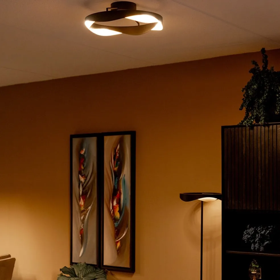 Sale Straluma Plafondlamp Ascoli ring zwart/matgoud