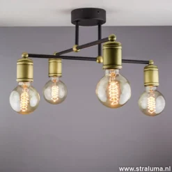 Best Sale Straluma *Plafondlamp basic 4L e27 zwart/brons