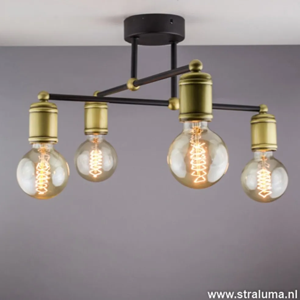 Best Sale Straluma *Plafondlamp basic 4L e27 zwart/brons