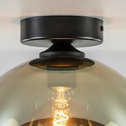 Online Straluma Plafondlamp Bella zwart+smoke glas 25cm