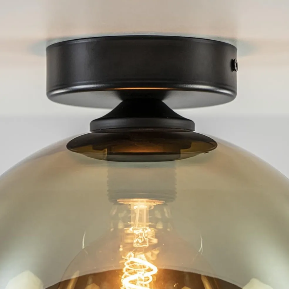Online Straluma Plafondlamp Bella zwart+smoke glas 25cm