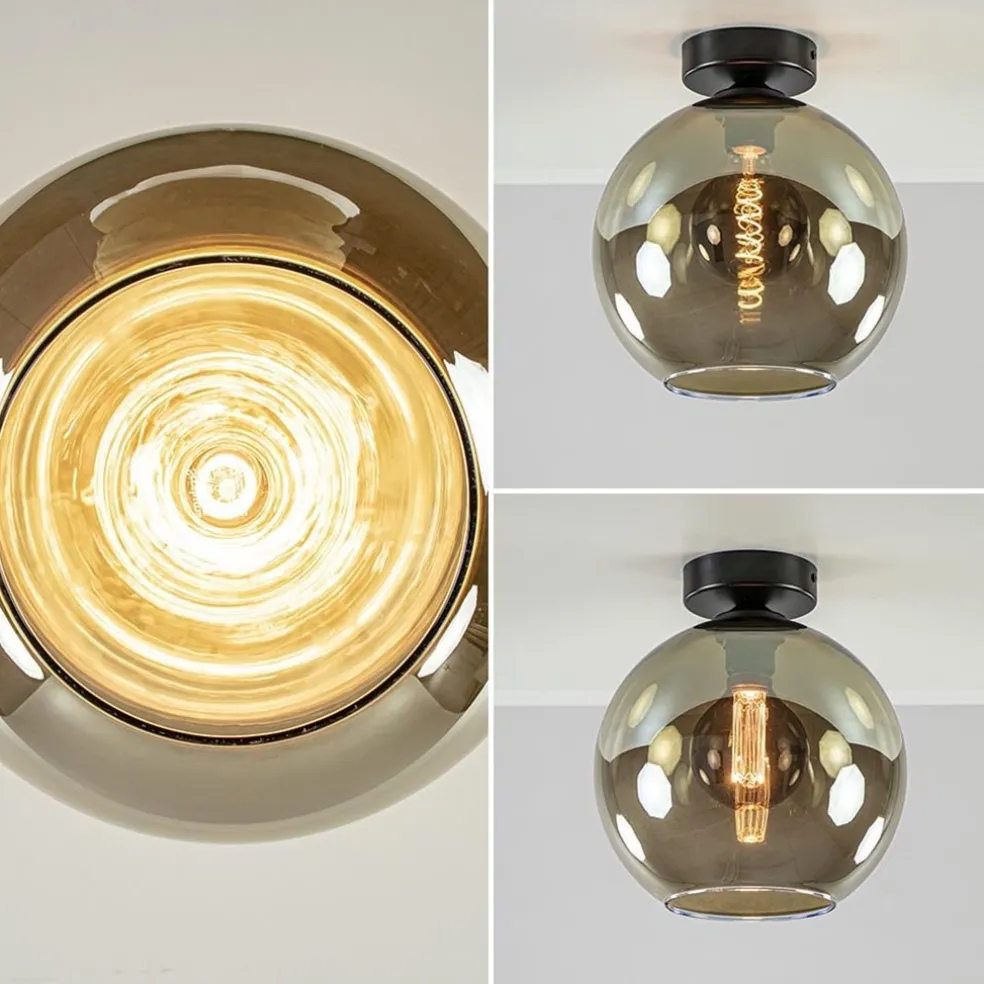 Online Straluma Plafondlamp Bella zwart+smoke glas 25cm