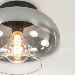 Discount Straluma Plafondlamp Bellini zwart/smoke gradient glas