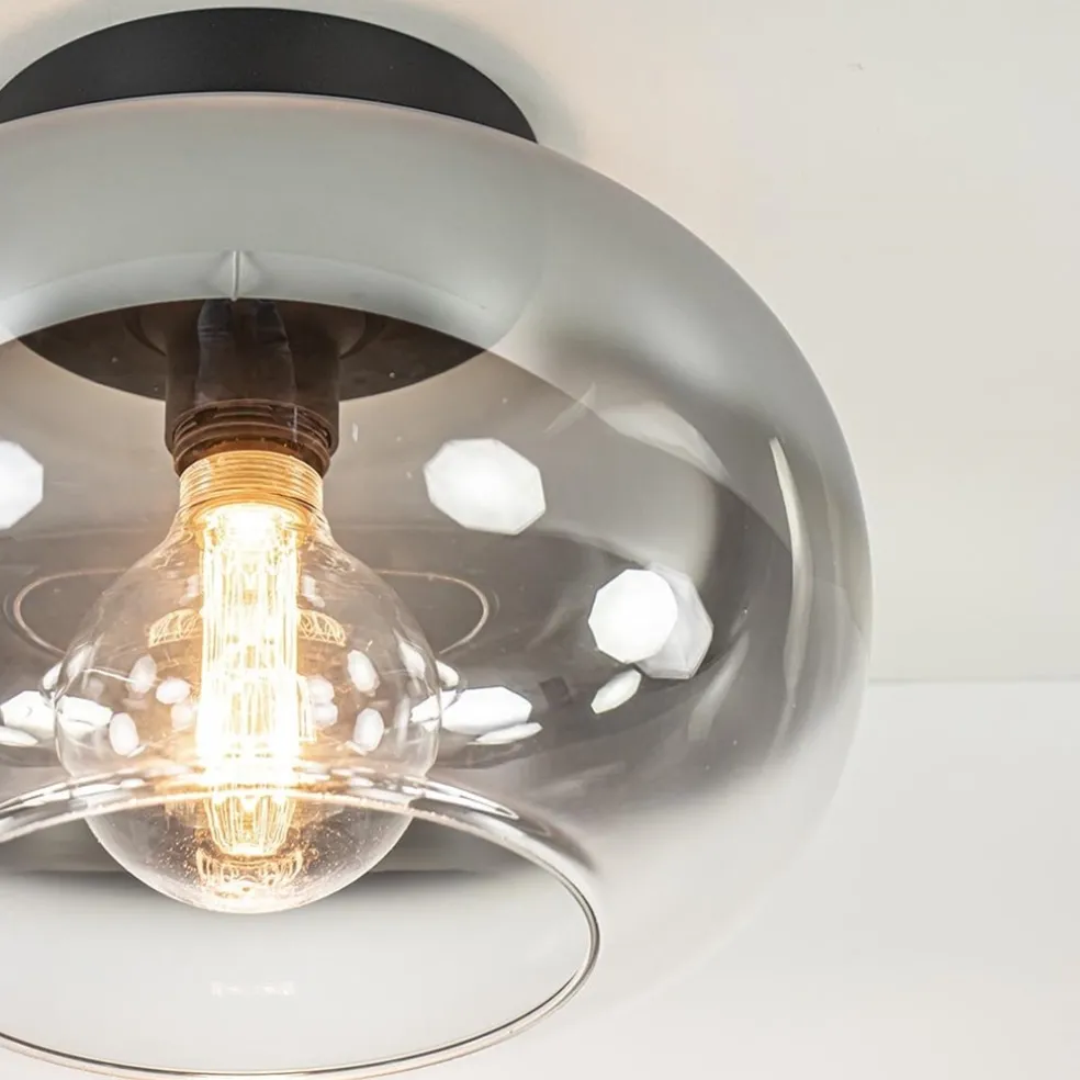 Discount Straluma Plafondlamp Bellini zwart/smoke gradient glas