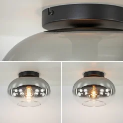 Discount Straluma Plafondlamp Bellini zwart/smoke gradient glas