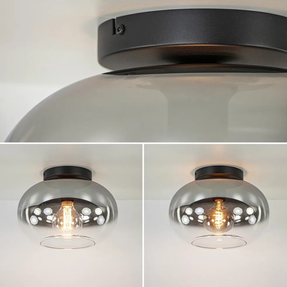 Discount Straluma Plafondlamp Bellini zwart/smoke gradient glas