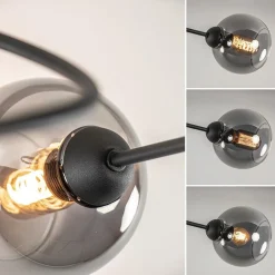 Outlet Straluma Plafondlamp Blom 3L zwart/smoke glas
