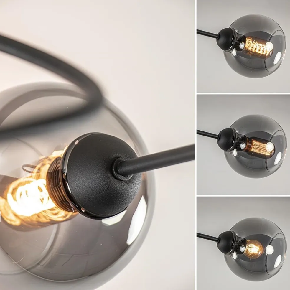 Outlet Straluma Plafondlamp Blom 3L zwart/smoke glas