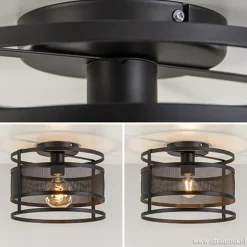 Fashion Straluma Plafondlamp cilinder gaas zwart