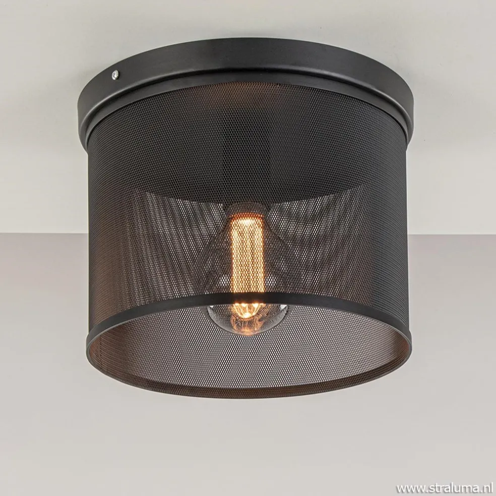 Cheap Straluma Plafondlamp cilinder gaas zwart 30cm