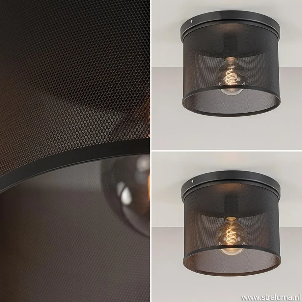 Cheap Straluma Plafondlamp cilinder gaas zwart 30cm