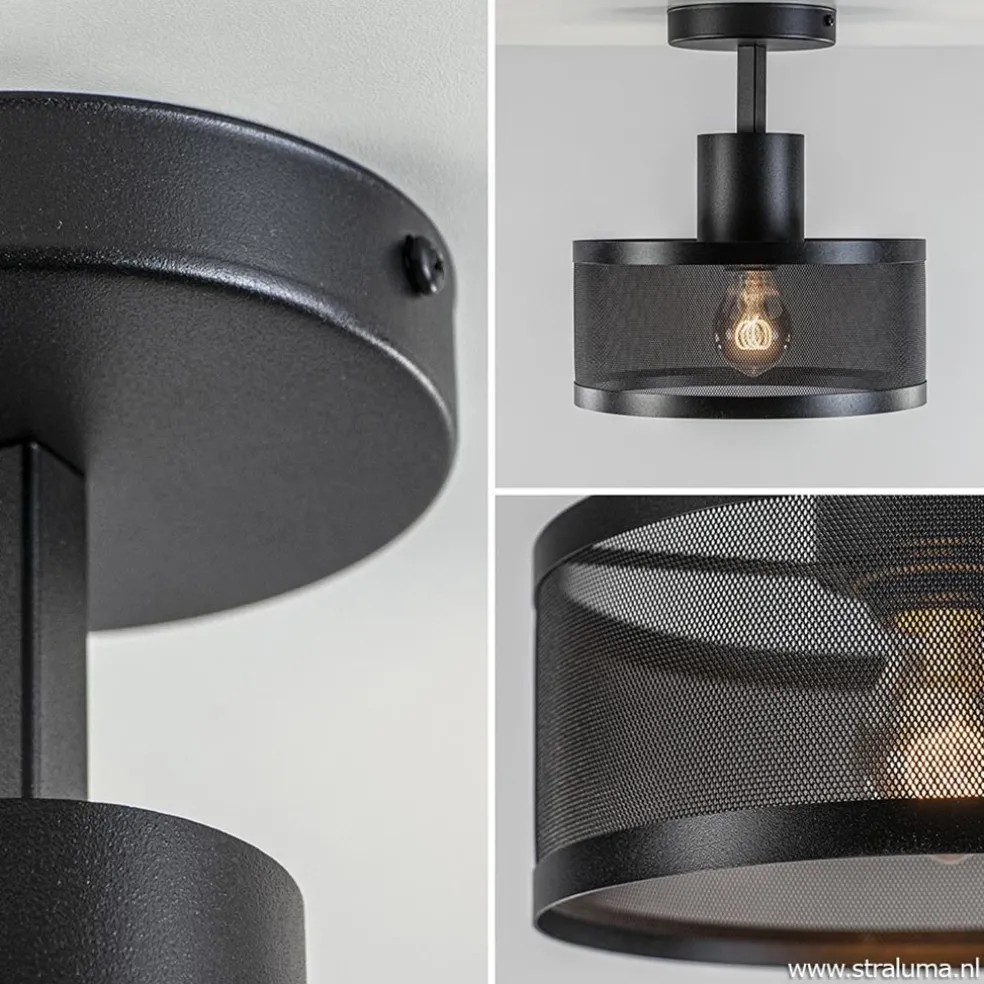 Hot Straluma Plafondlamp cilinder geperforeerd zwart
