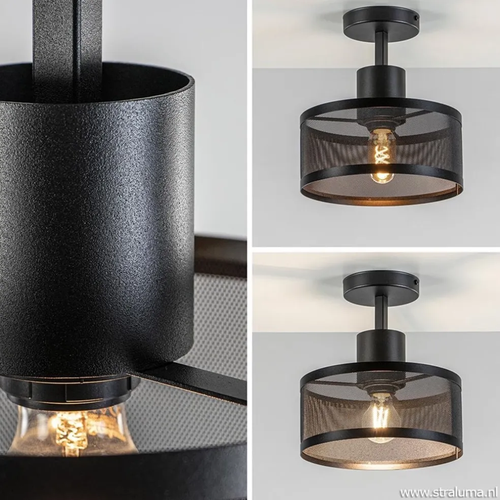 Hot Straluma Plafondlamp cilinder geperforeerd zwart