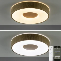 Cheap Straluma Plafondlamp Coin 38 hout + remote CCT