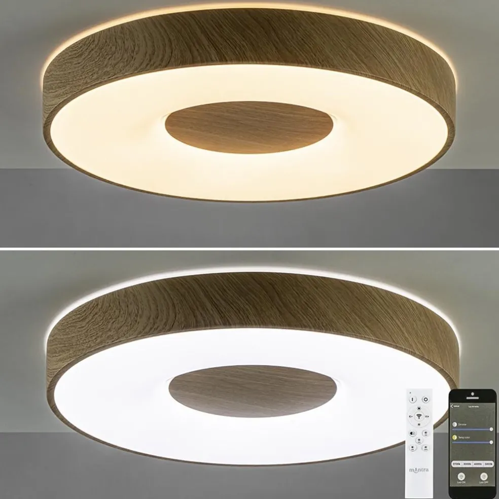 Best Sale Straluma Plafondlamp Coin 50 hout + remote CCT