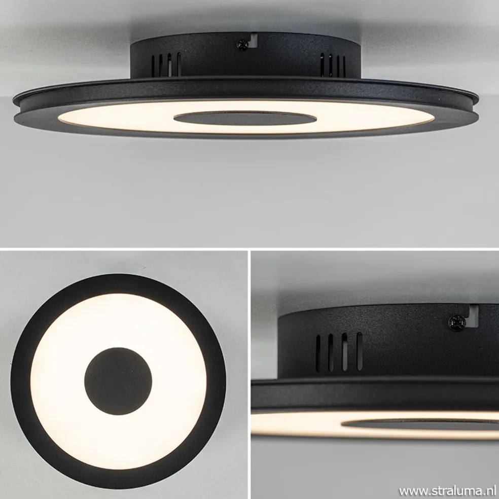 Clearance Straluma **Plafondlamp disc 32cm zwart 3-step dim
