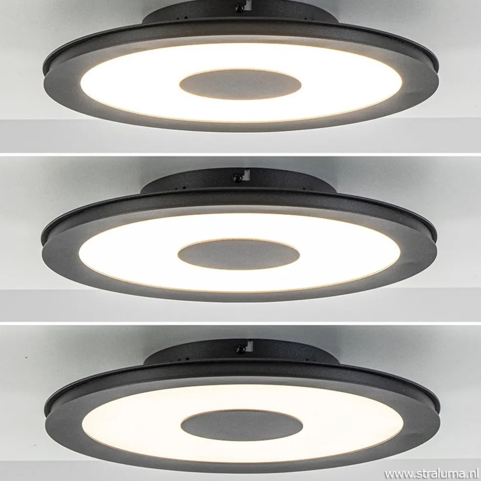 Clearance Straluma **Plafondlamp disc 32cm zwart 3-step dim