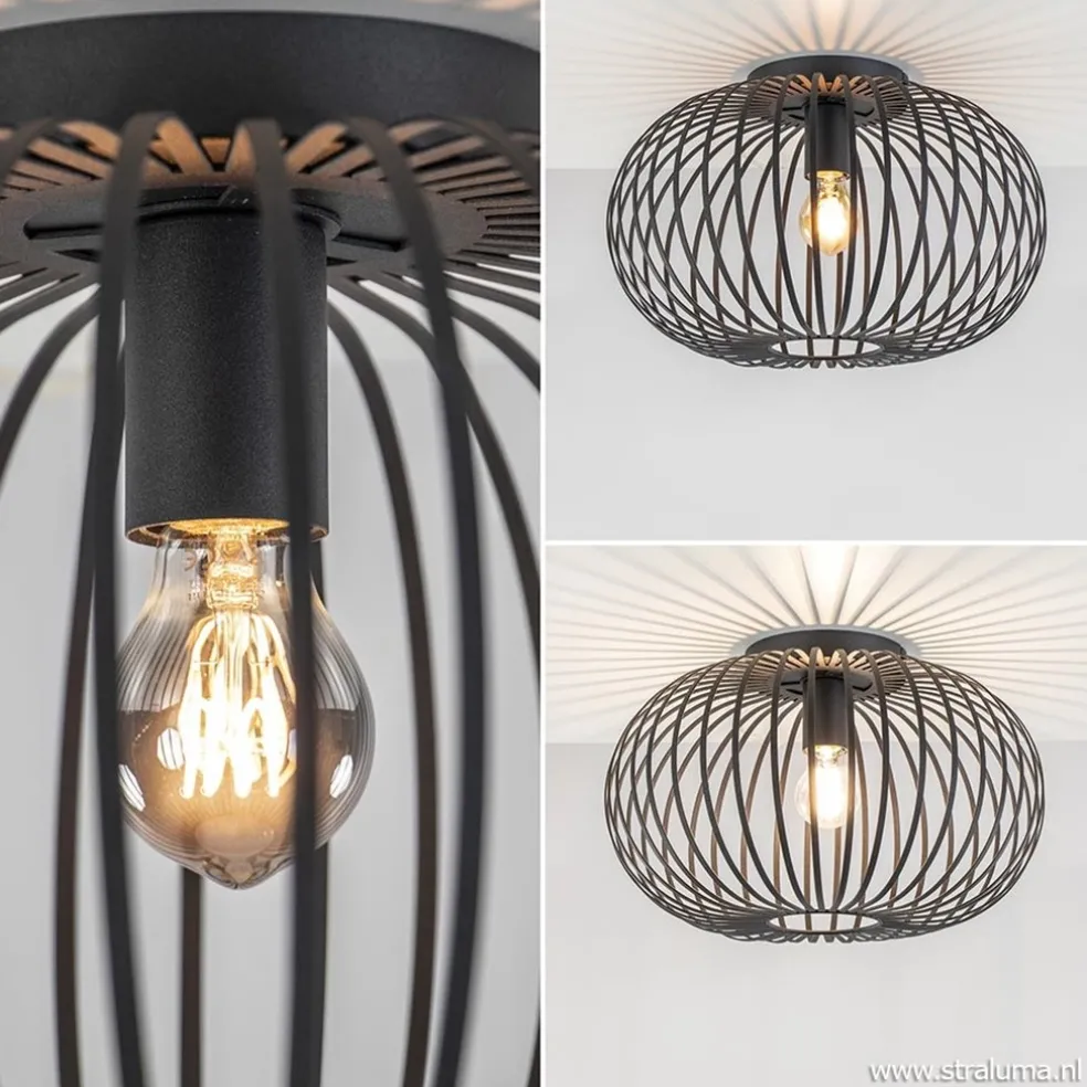 Discount Straluma Plafondlamp donut draad zwart 40cm