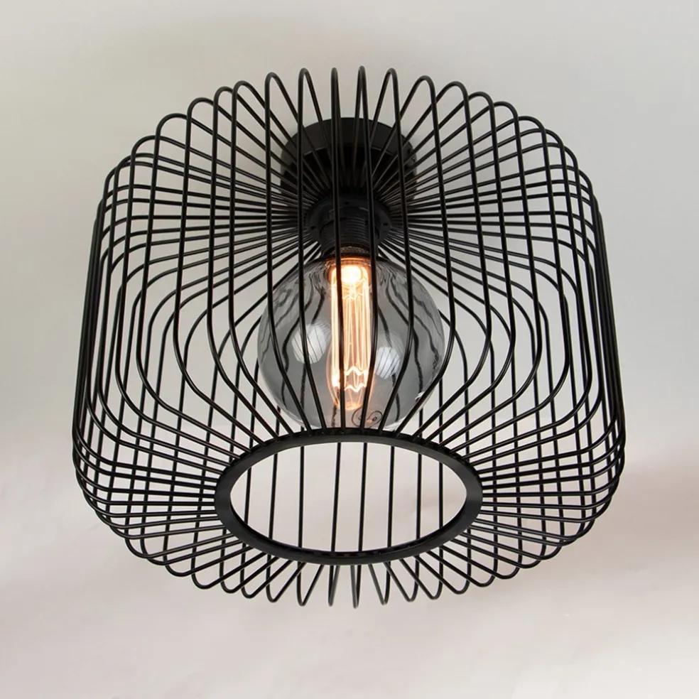 Hot Straluma Plafondlamp draad cilinder zwart 28cm