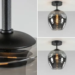 Discount Straluma Plafondlamp Fantasy 1L zwart + smoke glas