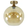 Clearance Straluma Plafondlamp goud met amber glazen bol 30 cm
