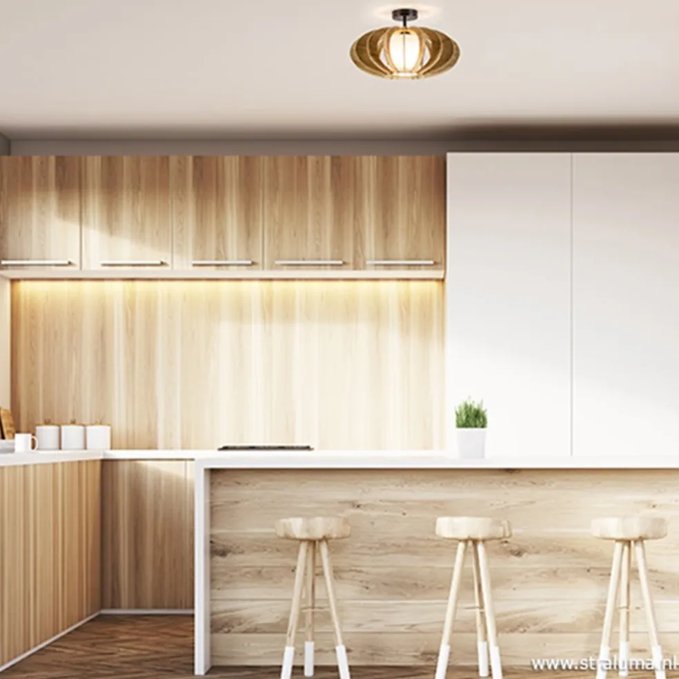 Discount Straluma Plafondlamp hout lamellen klein