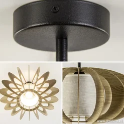 New Straluma Plafondlamp hout met stoffen kap 50cm