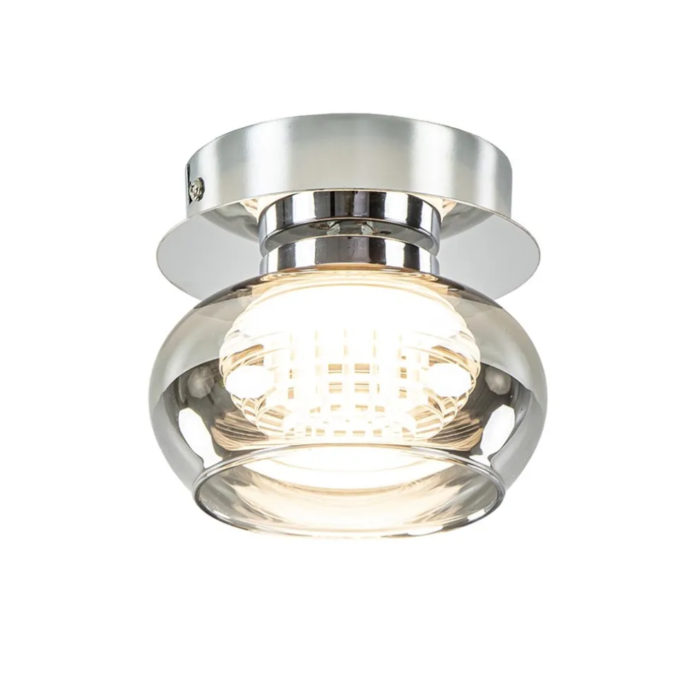 Cheap Straluma Plafondlamp klein chroom met smoke glas