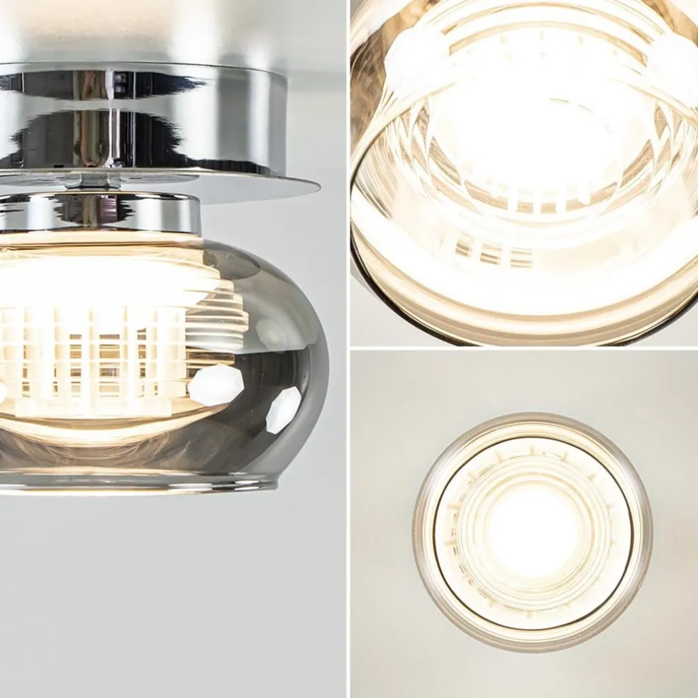 Cheap Straluma Plafondlamp klein chroom met smoke glas