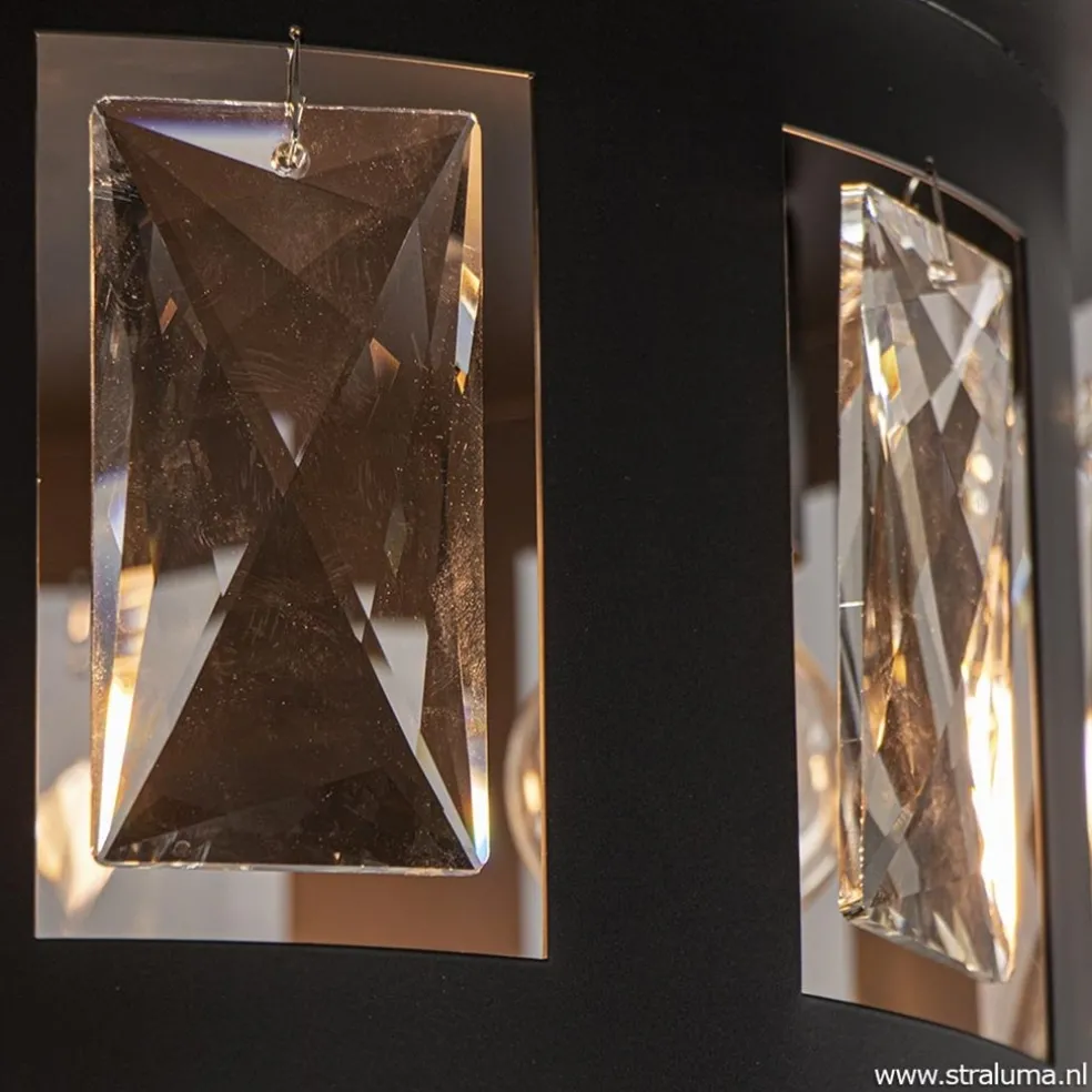Hot Straluma Plafondlamp Kristall Black met pegels