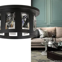 Hot Straluma Plafondlamp Kristall Black met pegels