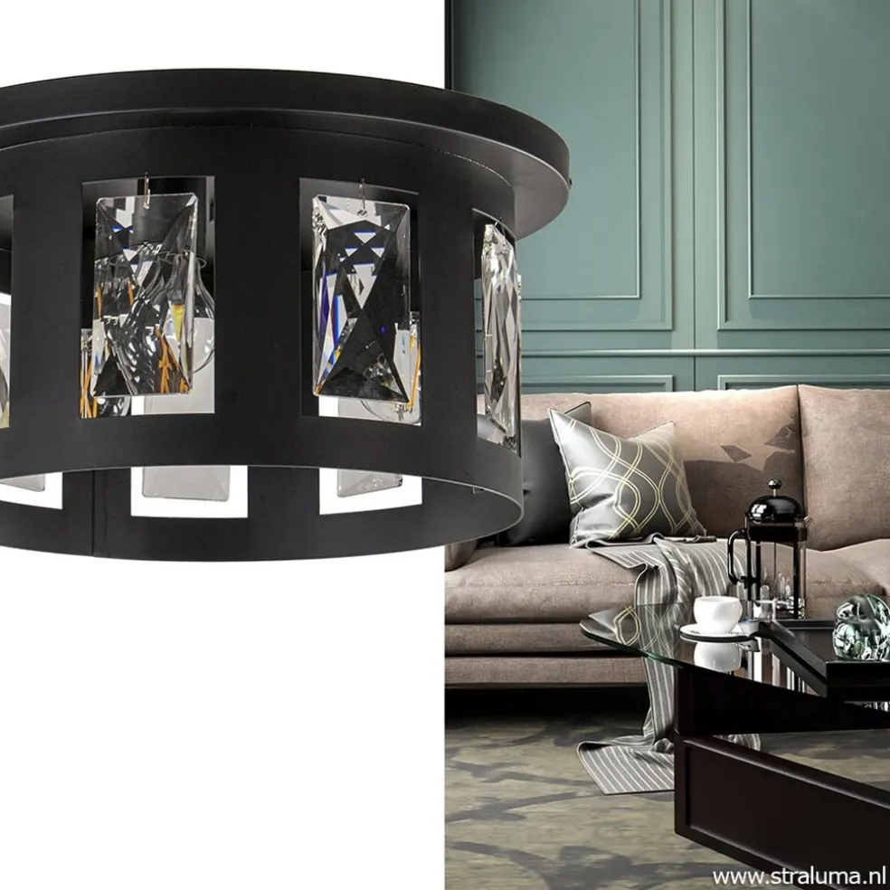 Hot Straluma Plafondlamp Kristall Black met pegels