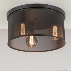 Fashion Straluma Plafondlamp 3L cilinder gaas zwart 44cm